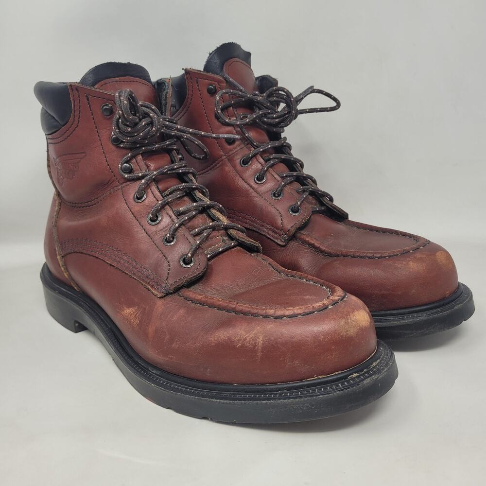 Red Wing Shoes Boots 10.5D Red Leather 6-inch Soft Toe Supersole Work 202 USA